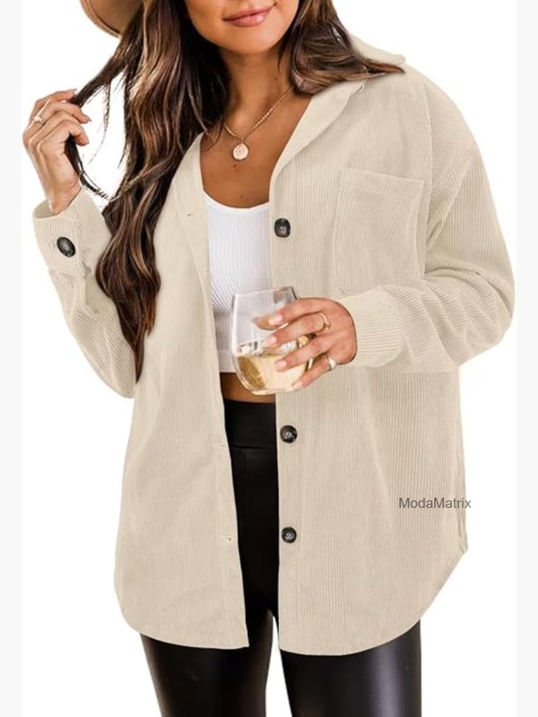 Women's Shacket Jacket Long Sleeve Button Down Shirt Plus Size